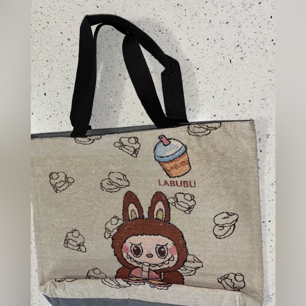 Labubu Beige Brown Tote Bag with Handles New